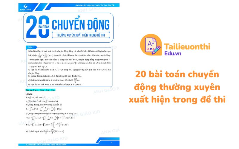 20 bài toán chuyển động thường xuyên xuất hiện trong đề thi